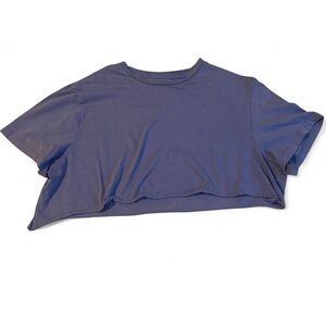 H&M, Loose Cropped T-Shirt, Periwinkle